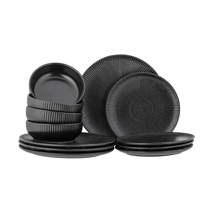 Neri servisset 12 osaa - Musta - Bloomingville