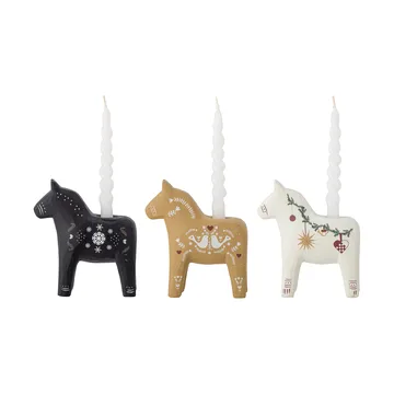 Numero kynttilänjalka - Musta-ruskea-valkoinen, 3 osaa, 10 cm - Bloomingville