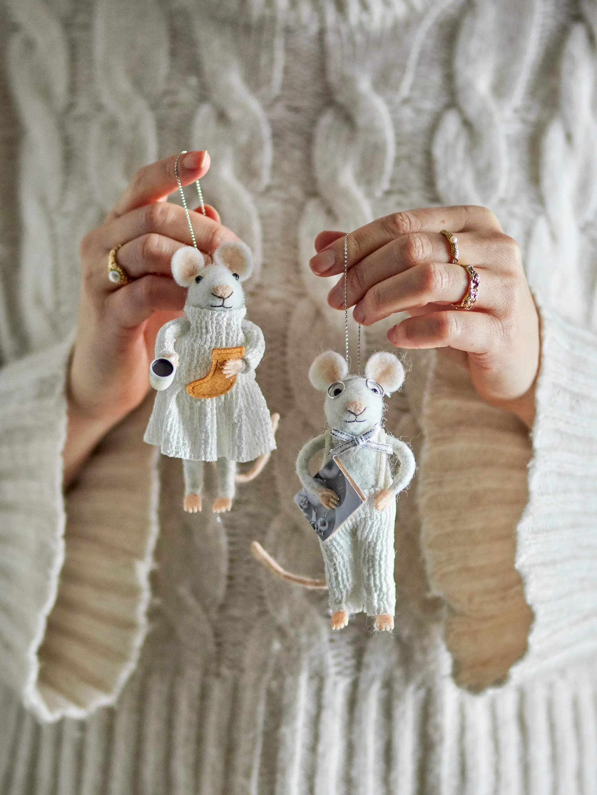 Peo joulukoriste hiiri 2 kpl, Valkoinen Bloomingville