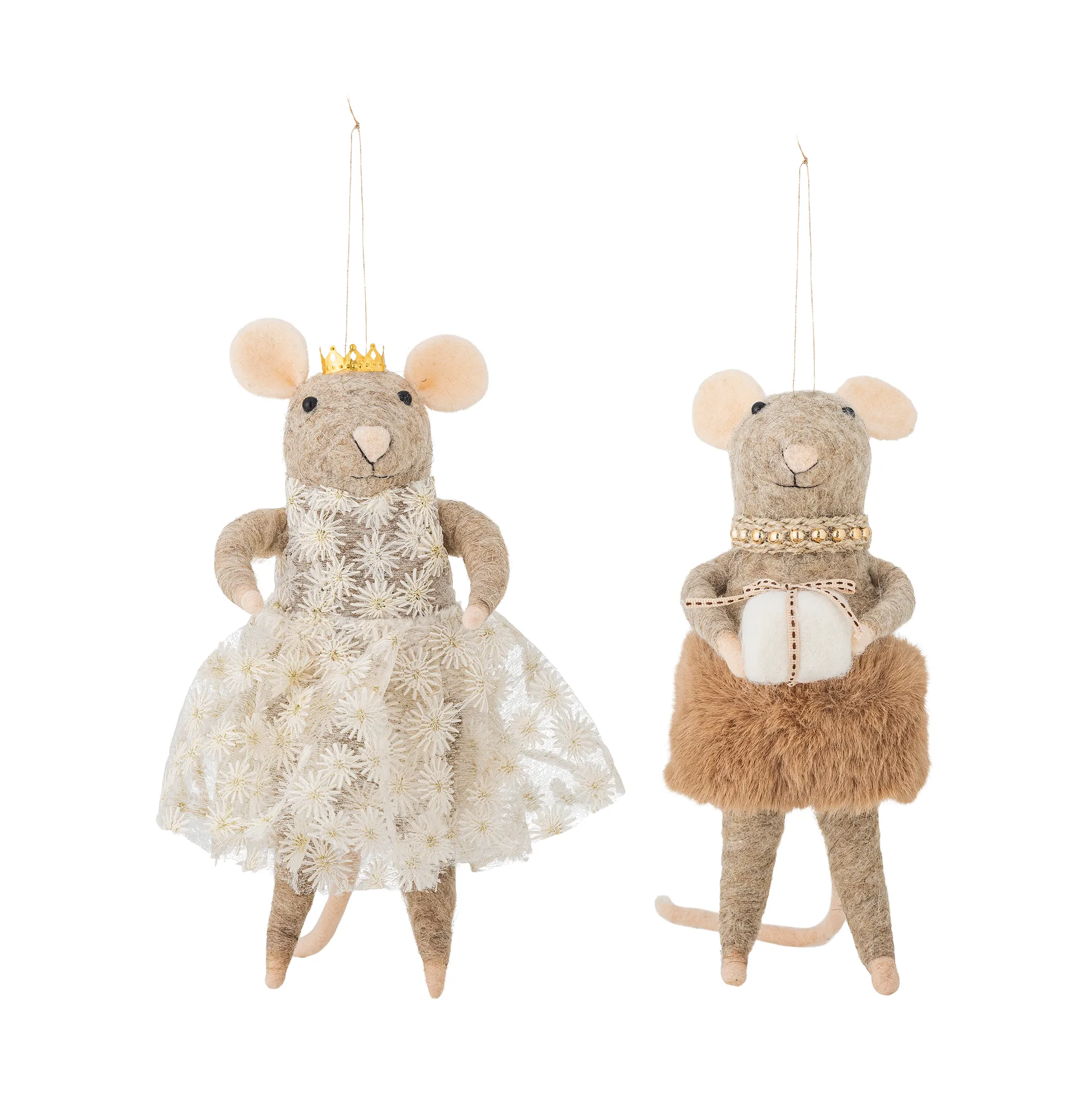 Peo joulukuusenkoriste villa 2 osaa, Ruskea, korkea Bloomingville