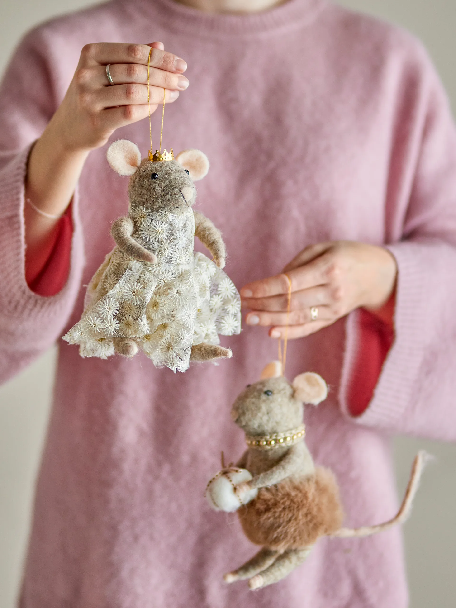 Peo joulukuusenkoriste villa 2 osaa, Ruskea, korkea Bloomingville