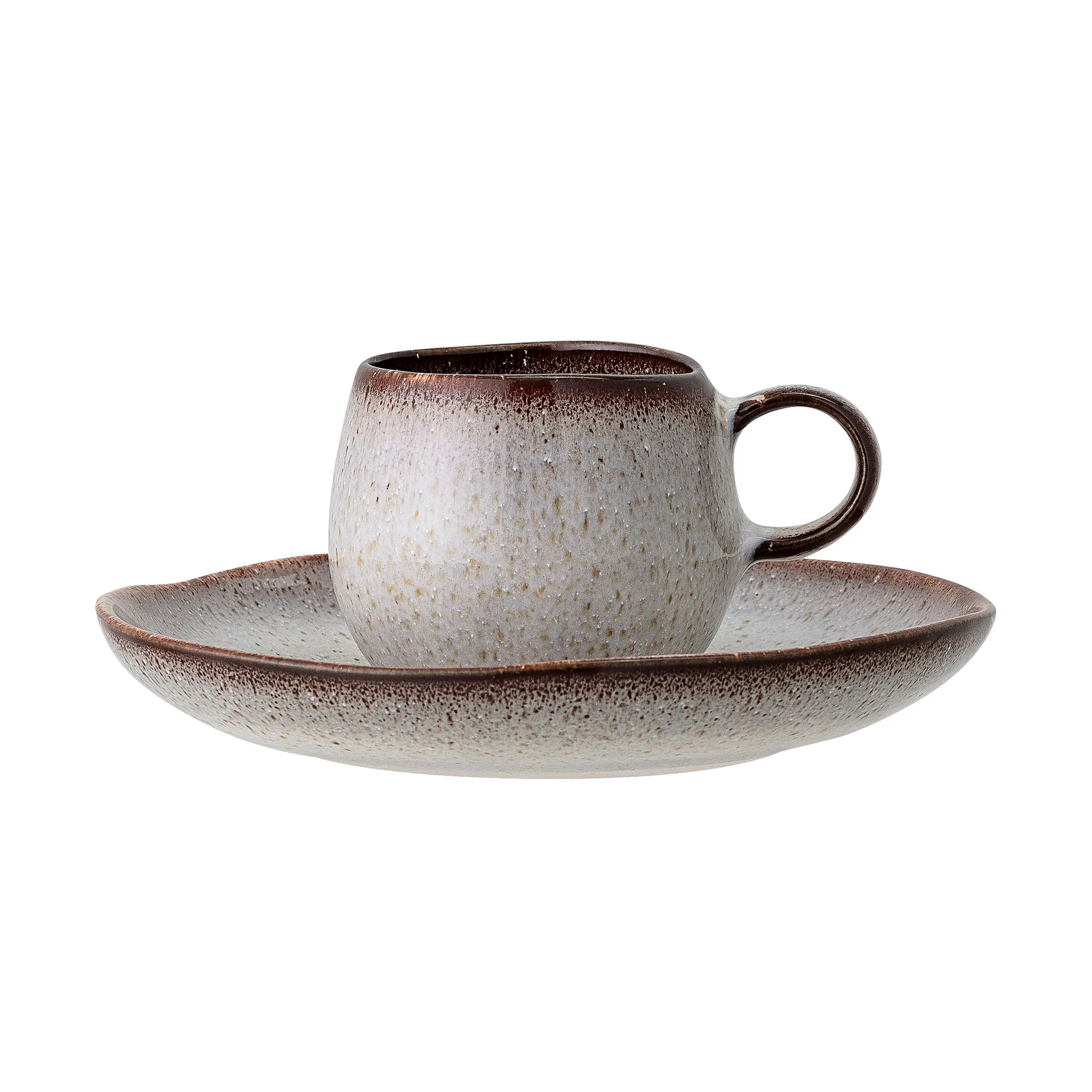 Sandrine espressokuppi aluslautasella, Vaaleanharmaa Bloomingville