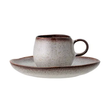 Sandrine espressokuppi aluslautasella - Vaaleanharmaa - Bloomingville