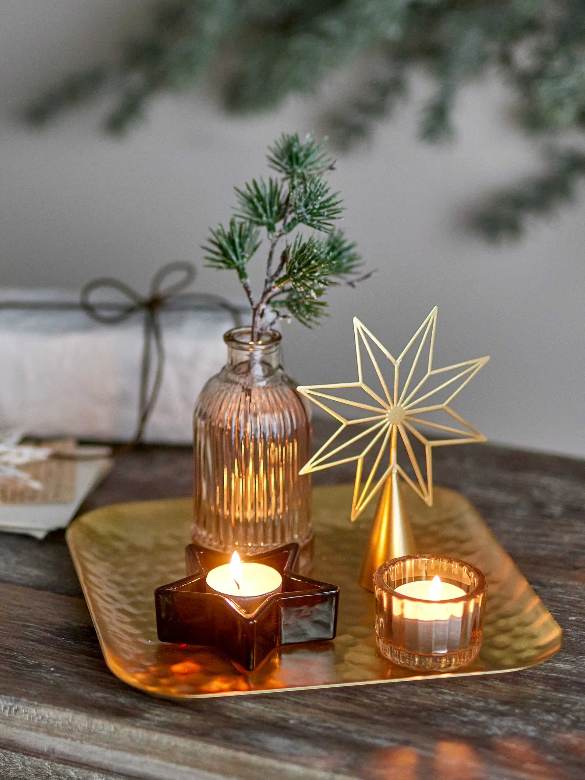 Sanga tarjotin koriste-esineillä 6 osaa, Kulta Bloomingville