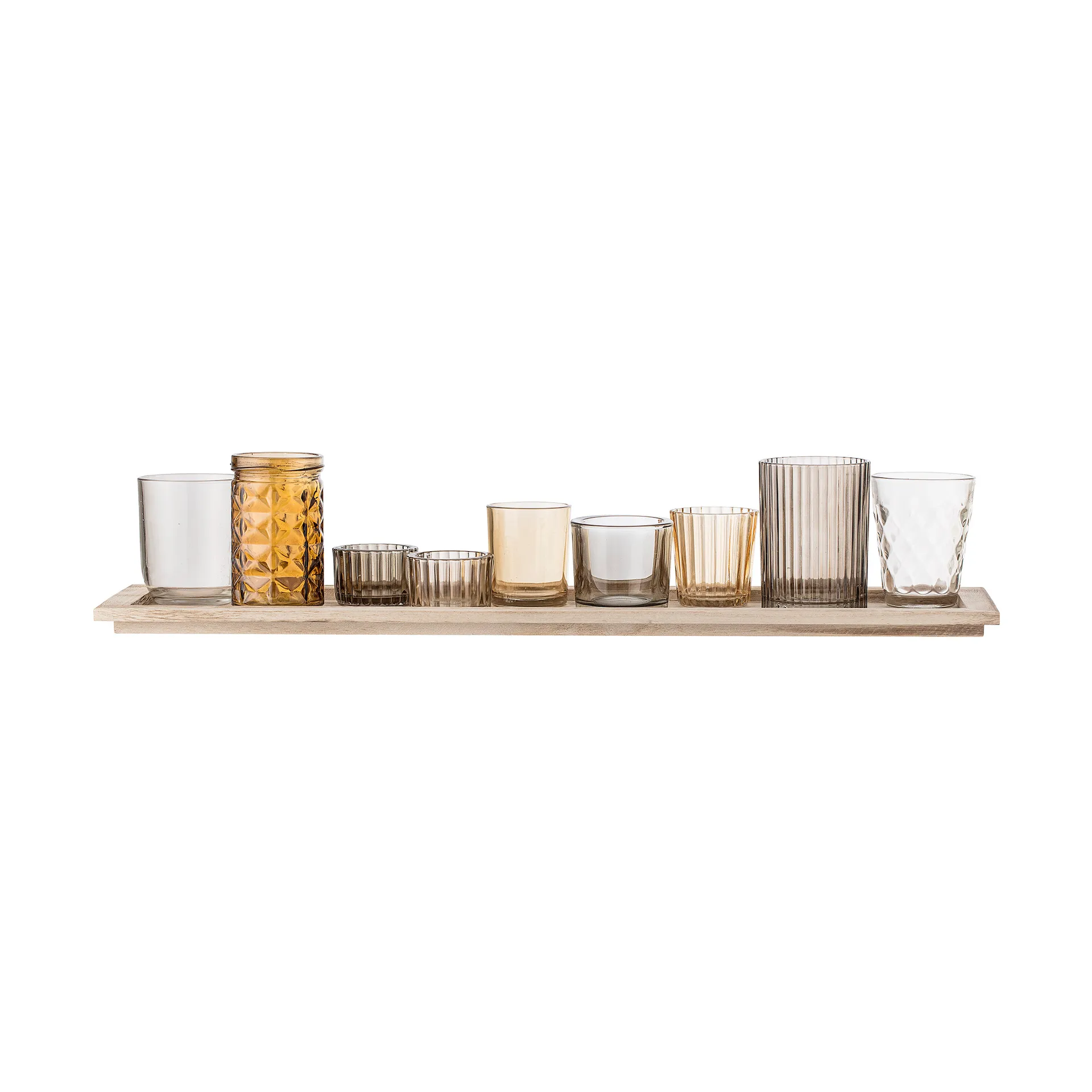 Sanga-tarjotin kynttilälyhdyillä 10 osaa., Ruskea Bloomingville