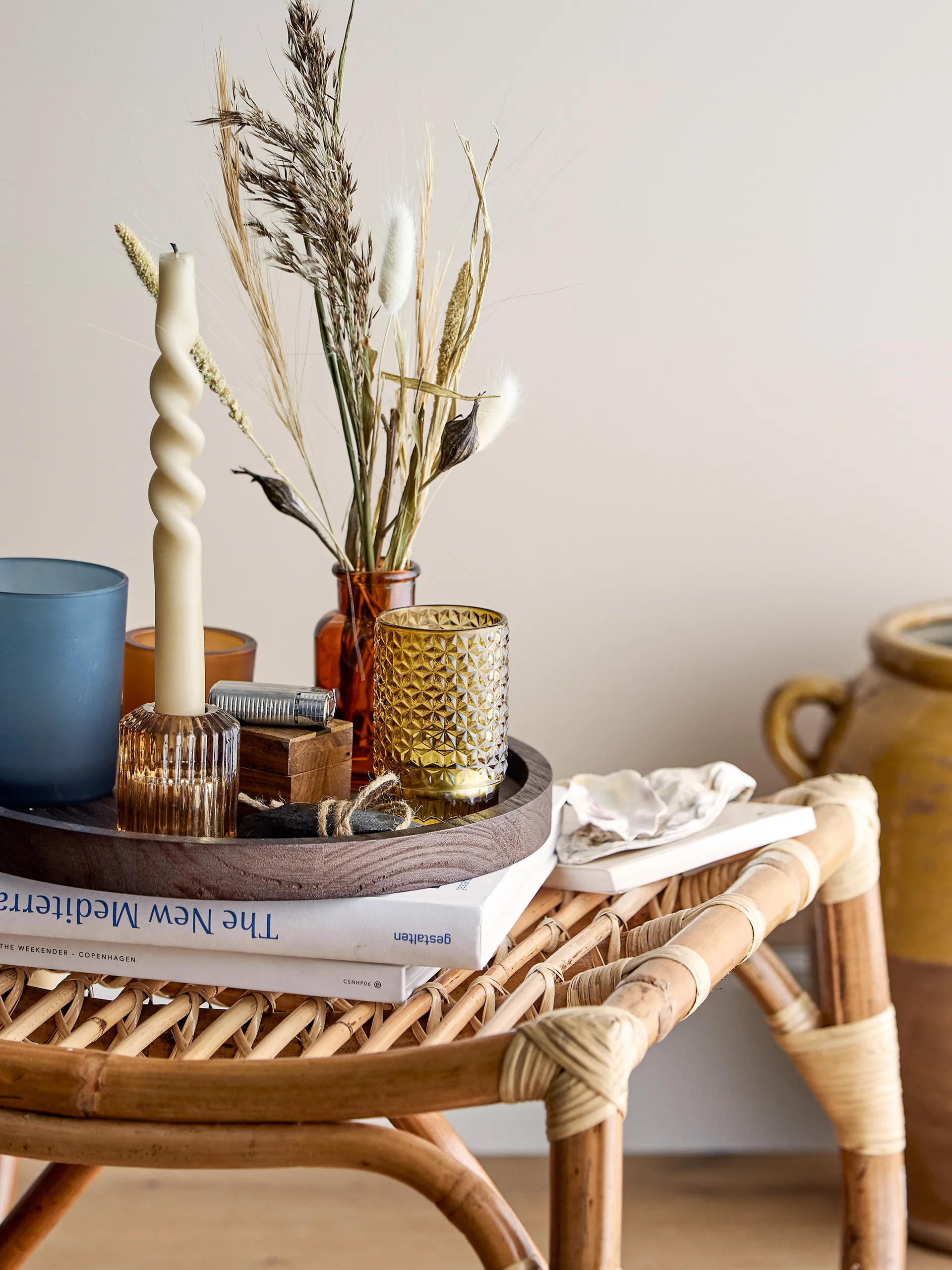 Sanga tarjotin kynttilälyhdyillä 5 osaa, Ruskea-monivärinen Bloomingville