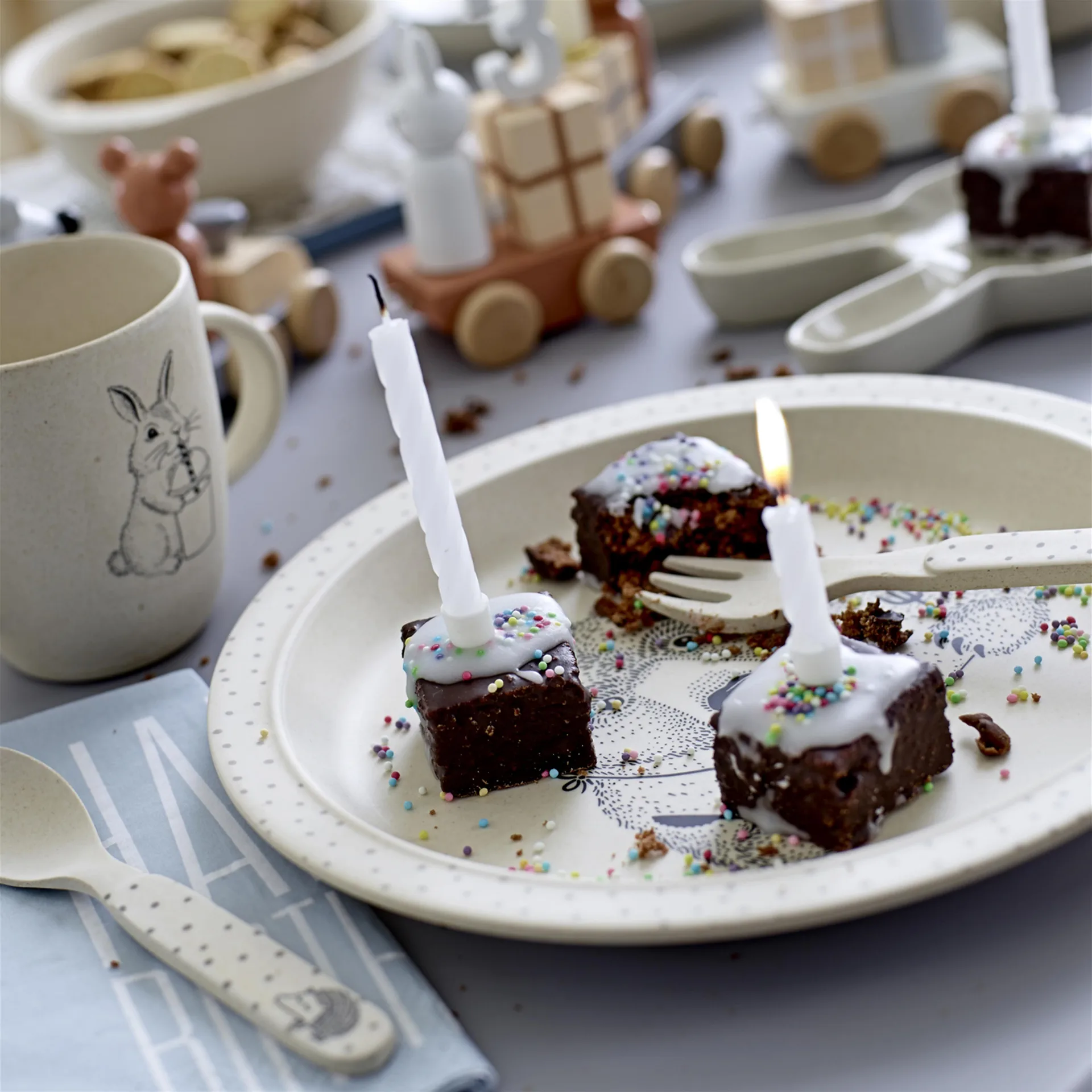 Syntymäpäiväjuna puulelu, multi Bloomingville