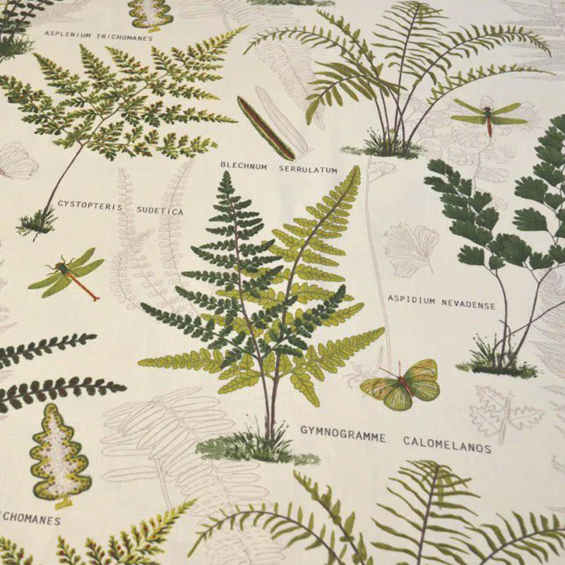 Bimba kangas, valkoinen ja vihreitä lehtiä Boel & Jan