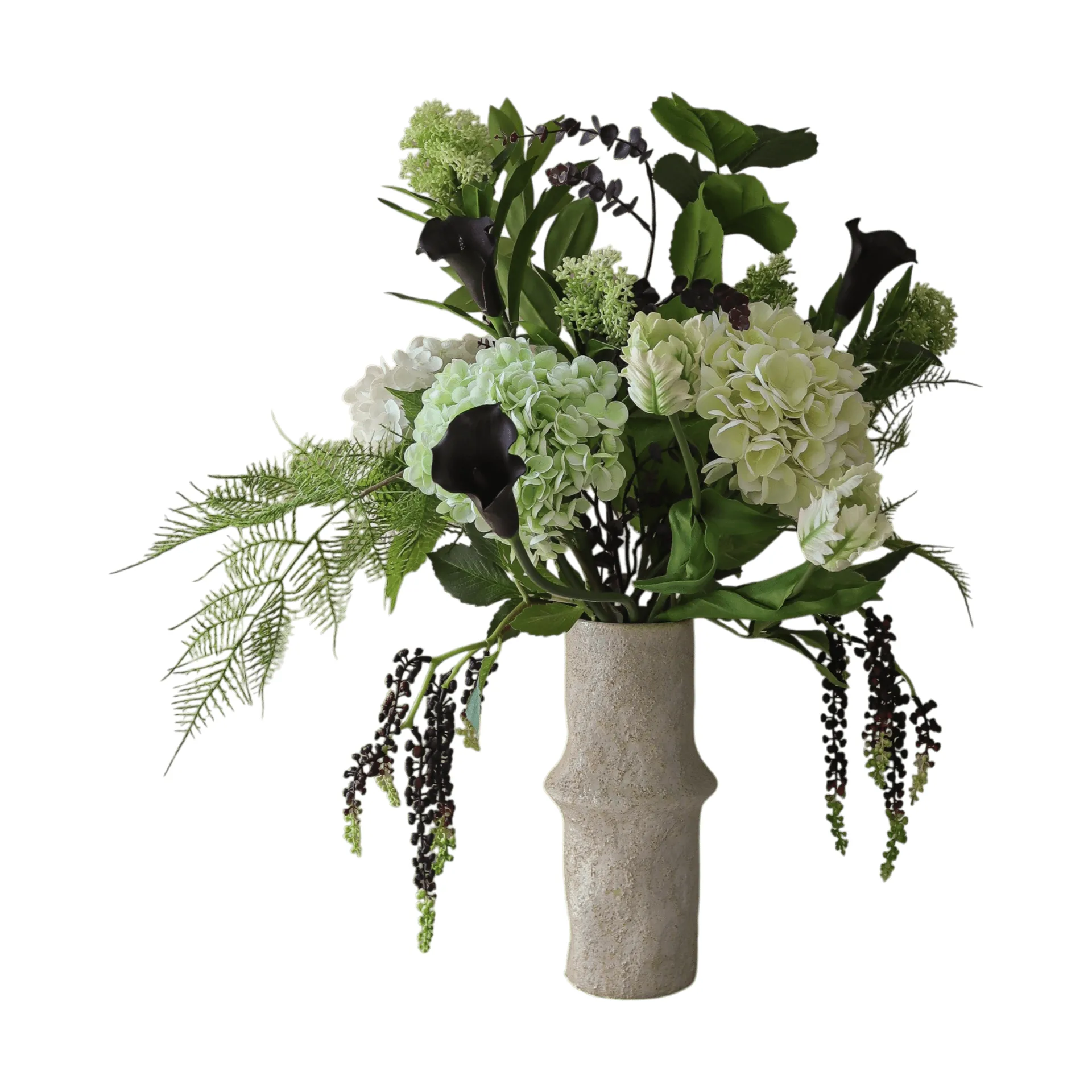 Botané Moonlit Garden tekokimppu Hortensia–papukaijatulppaani–kalla, 106 cm, 17 kpl