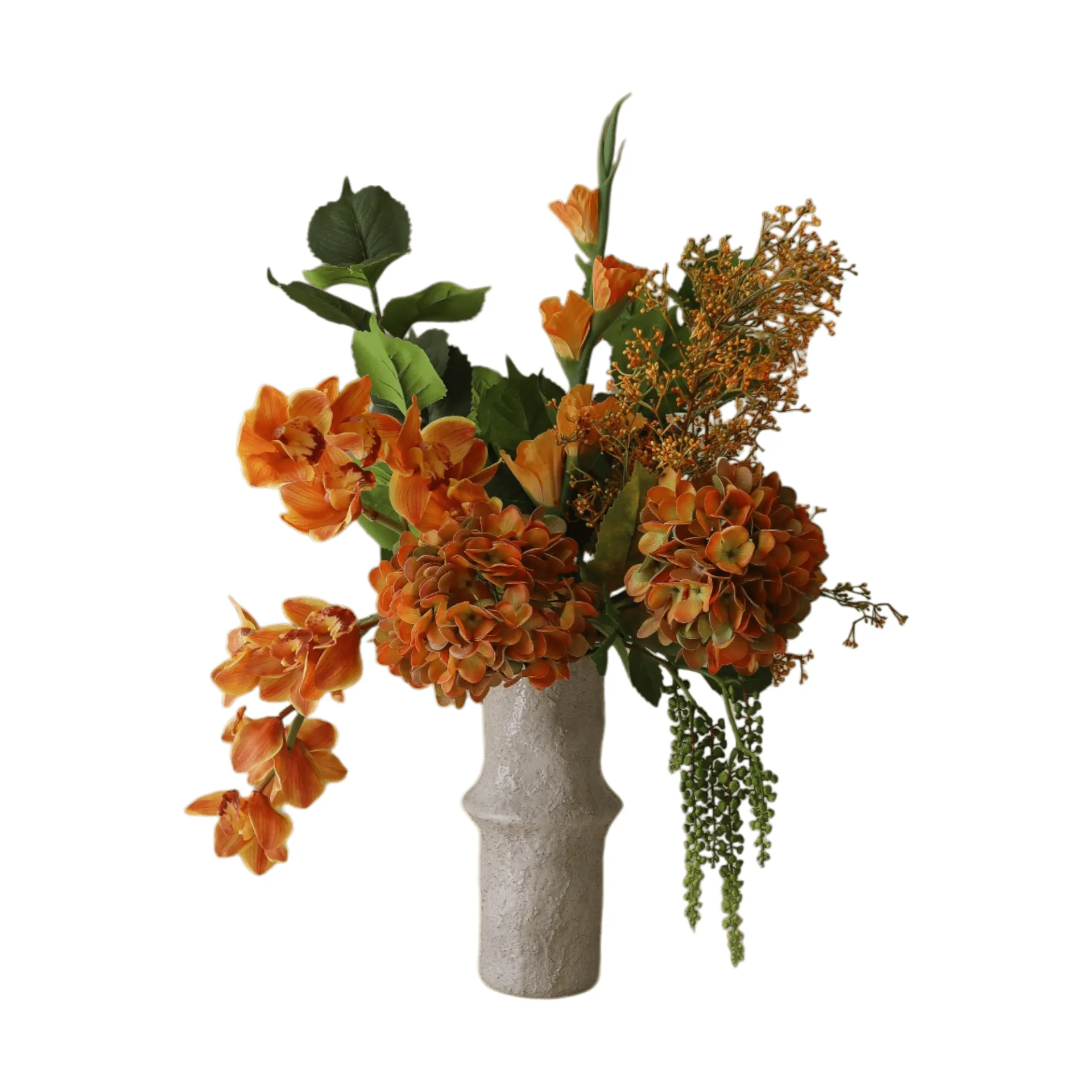Botané The Orangery tekokimppu Kymbidiumorkidea–gladiolus–hortensia, 85 cm, 10 kpl