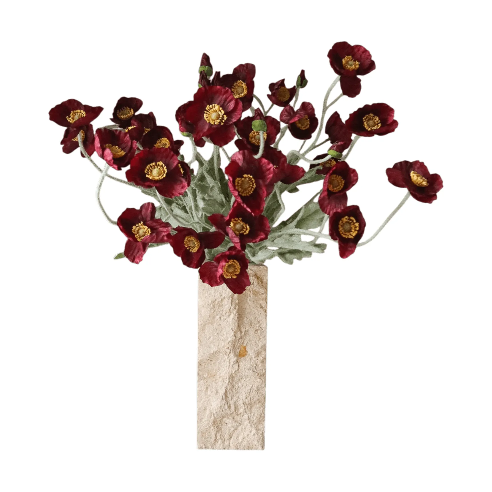 Botané Vallmo tekokukkakimppu Burgundy, 56 cm, 10 kpl