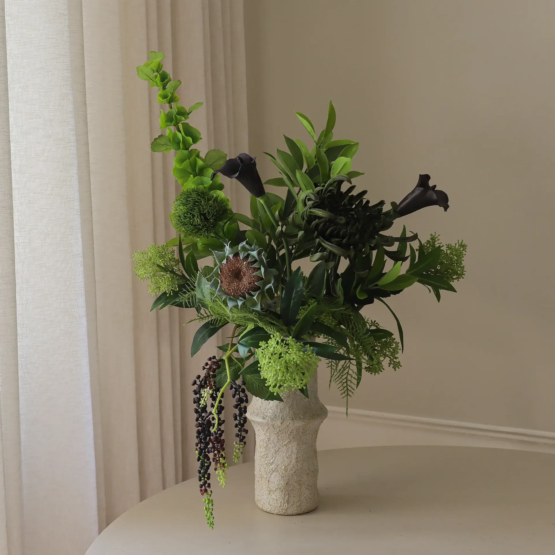 Verdant Noir tekokimppu, Calla-hämähäkkikrysanteemi-syysauringonkukka, 92 cm, 13 kpl Botané
