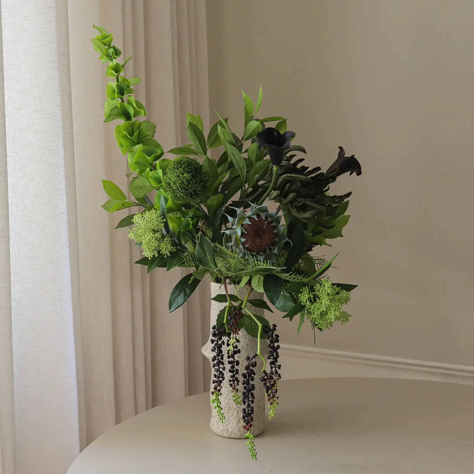 Verdant Noir tekokimppu, Calla-hämähäkkikrysanteemi-syysauringonkukka, 92 cm, 13 kpl Botané