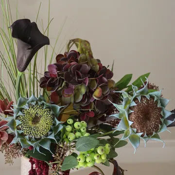 Woodland Nocturne tekokimppu - Kalla-anthurium-hortensia-syysauringonkukka, 112 cm, 14 kpl - Botané