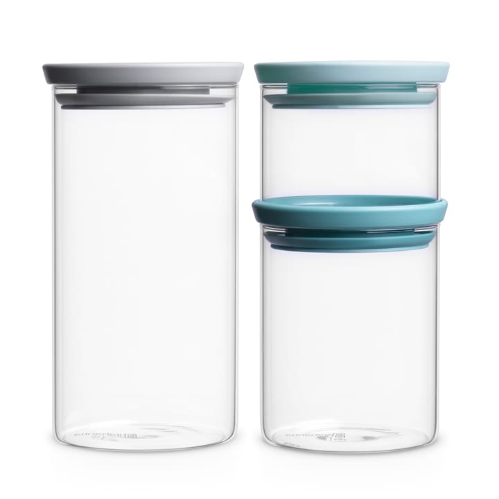 Brabantia lasipurkki 3 kpl, harmaa-sininen Brabantia