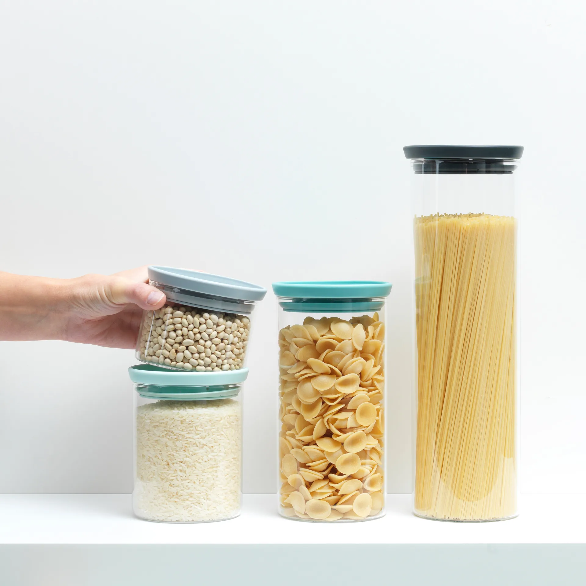 Brabantia lasipurkki 3 kpl, harmaa-sininen Brabantia