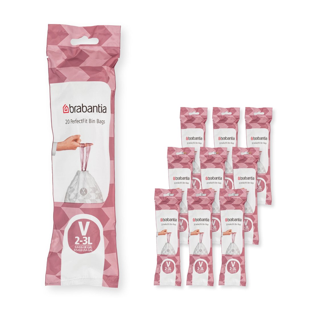 Brabantia PerfectFit roskapussi 200 pussia Malli V, 2-3 l