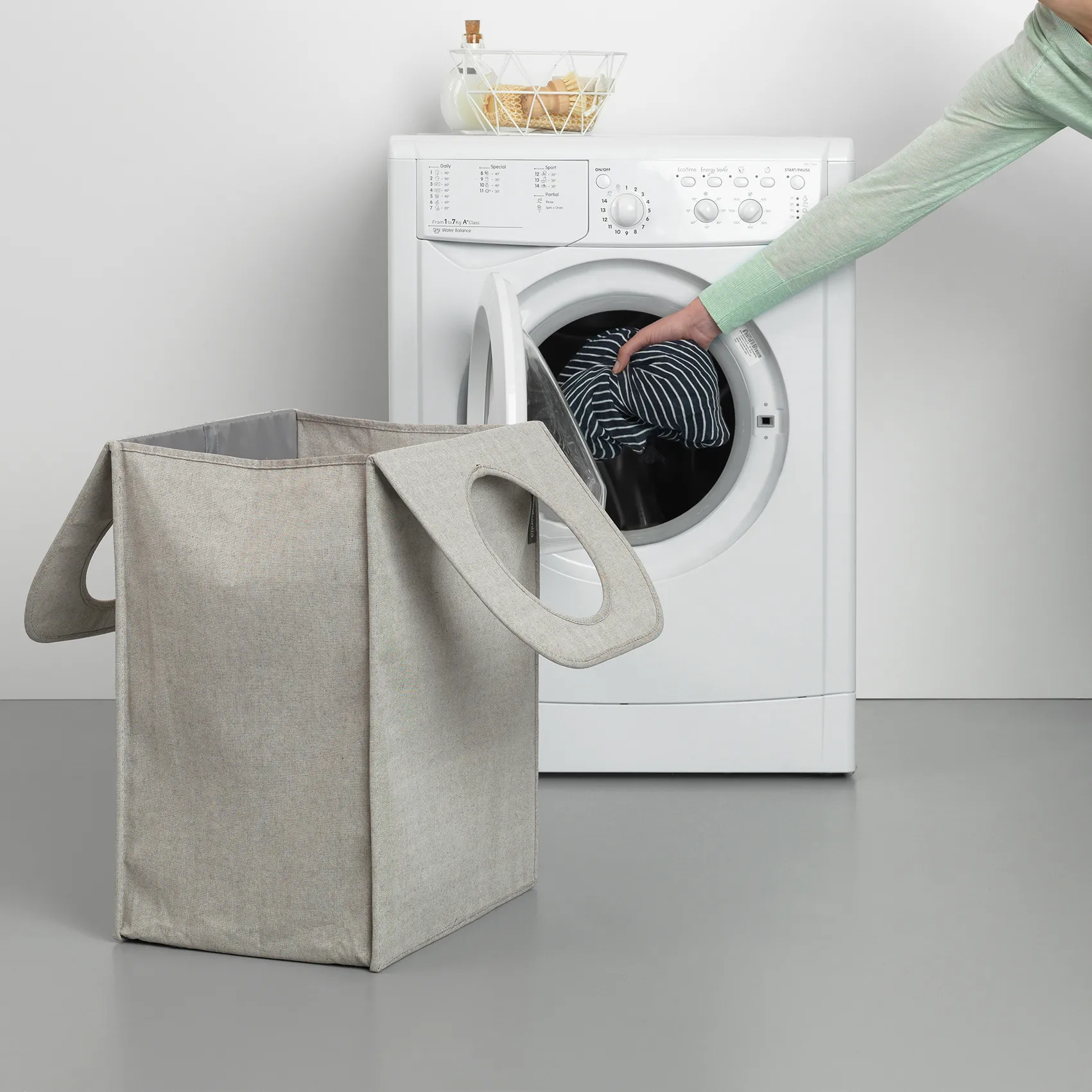 Brabantia pyykkikori kankainen nelikulmainen 55 l, Vaaleanharmaa Brabantia
