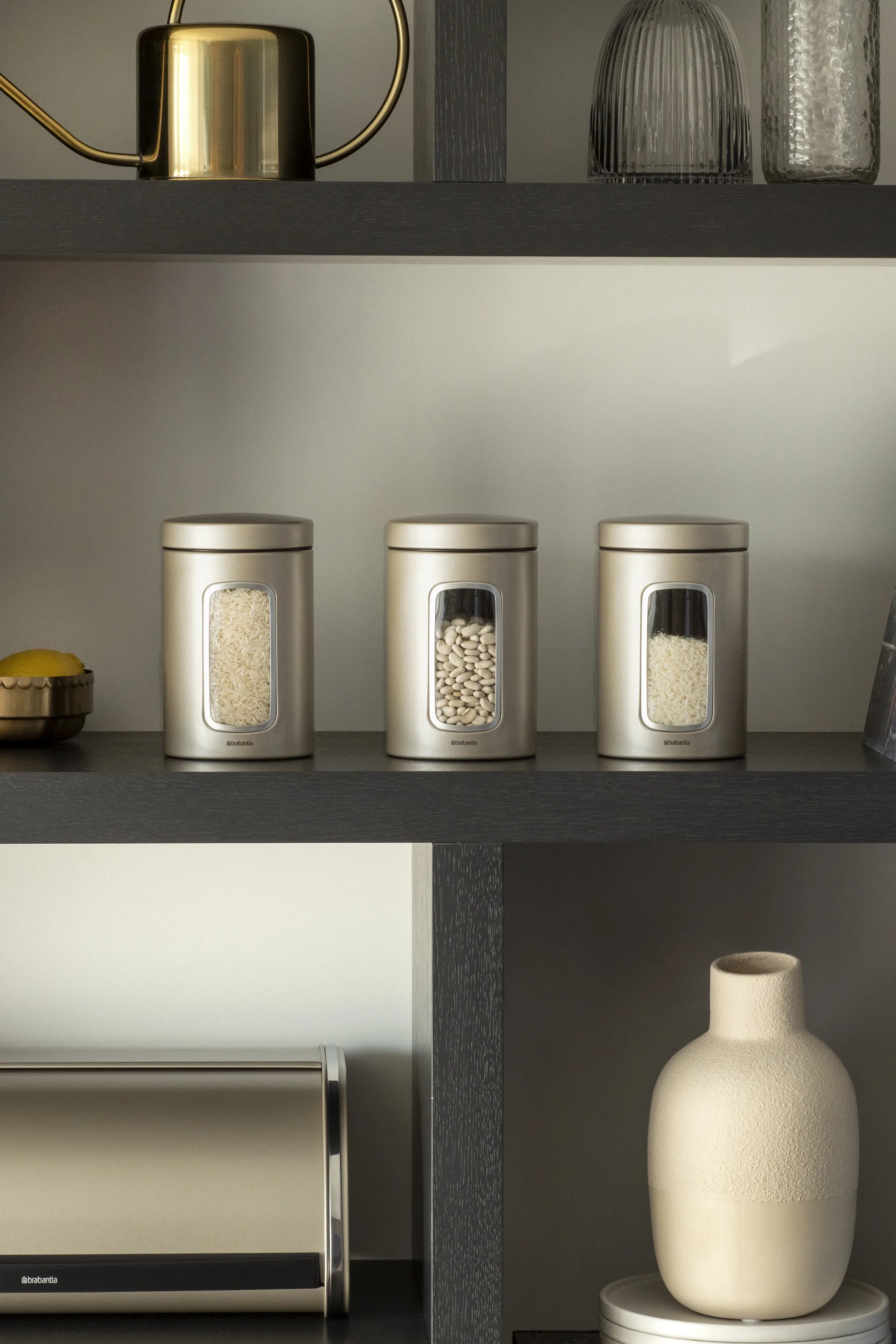 Brabantia säilytyspurkki ikkunalla 1,4 l, Metallic Gold Brabantia