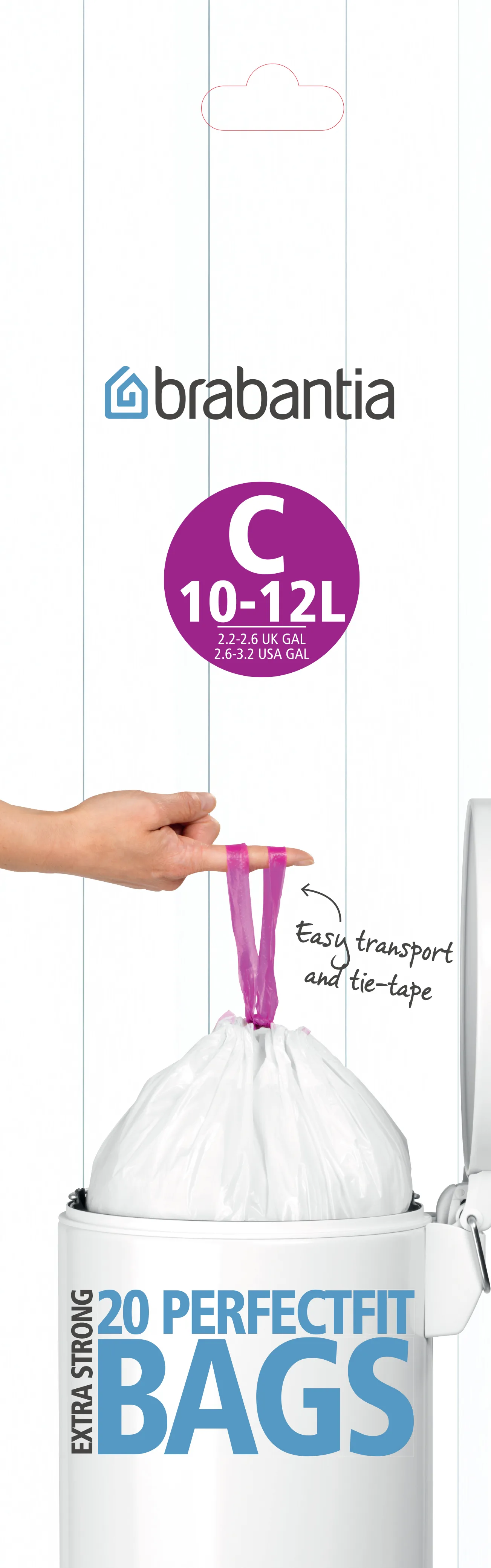 Jätepussit C, 10-12 L 20 pussia/rulla, 10-12 L Brabantia