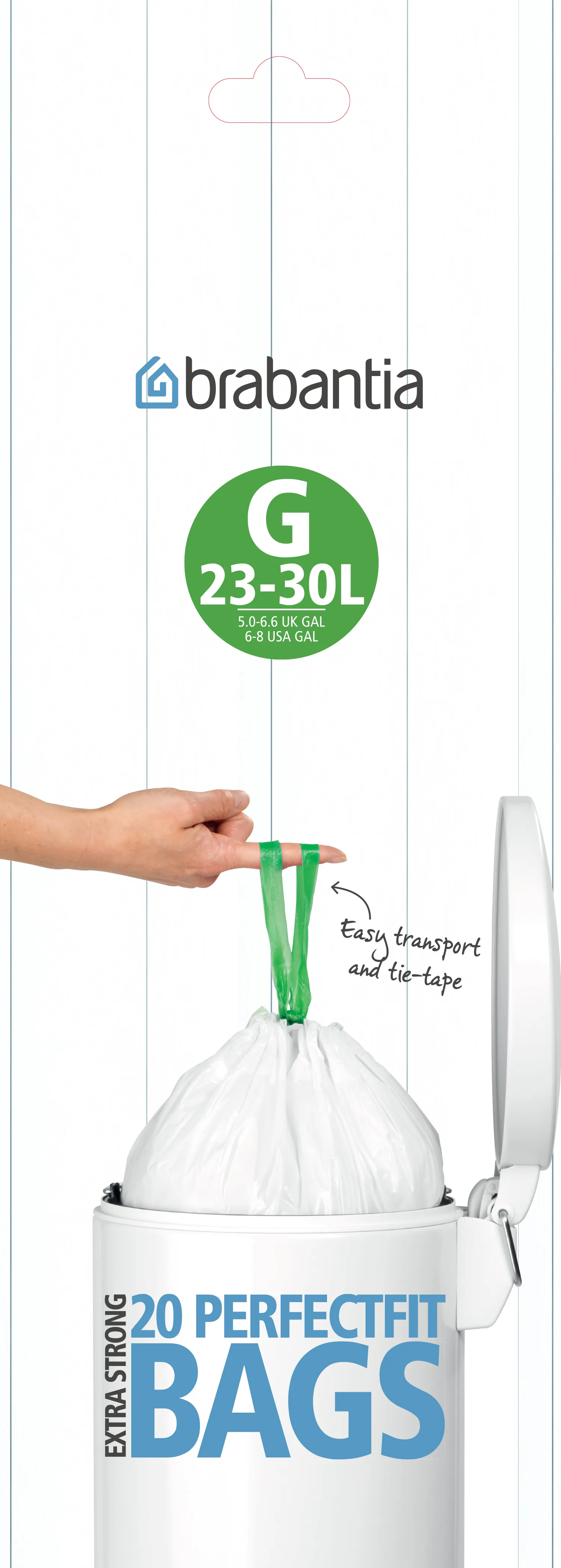 Jätepussit G 23-30 litran sankoihin 20 pussia/rulla, 23-30 L Brabantia