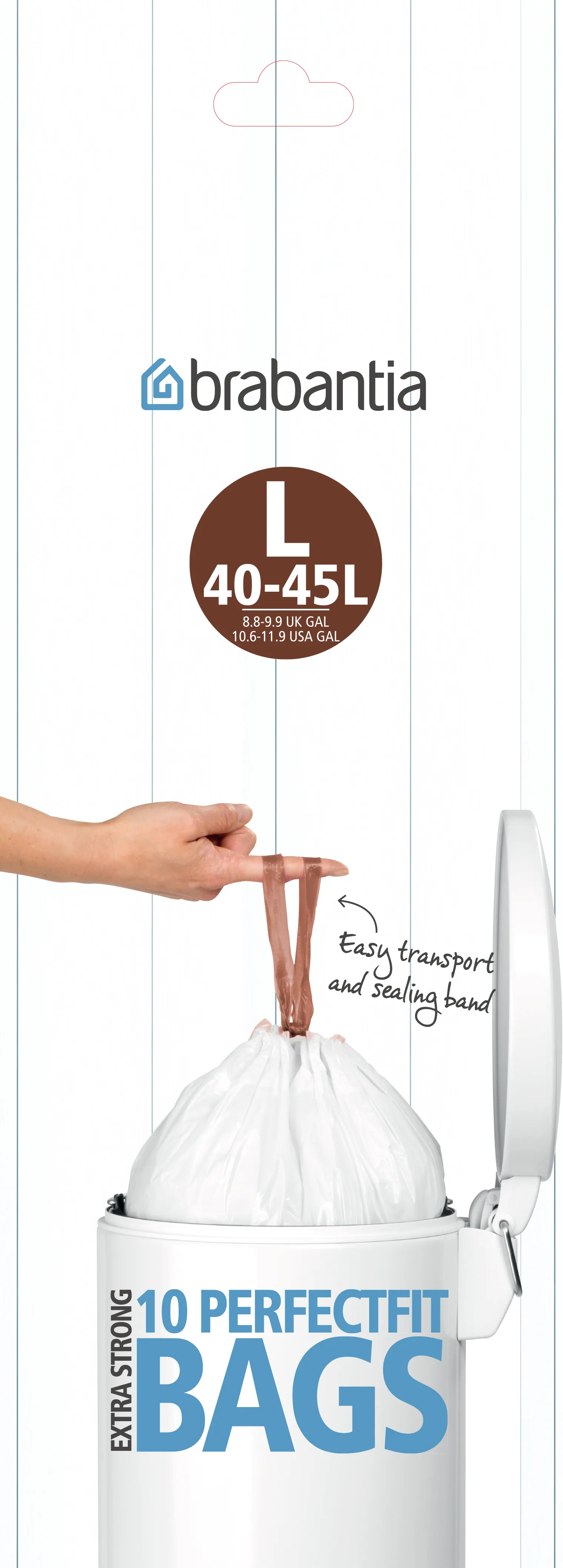 Jätepussit L 10 pussia/rulla, 45 L Brabantia