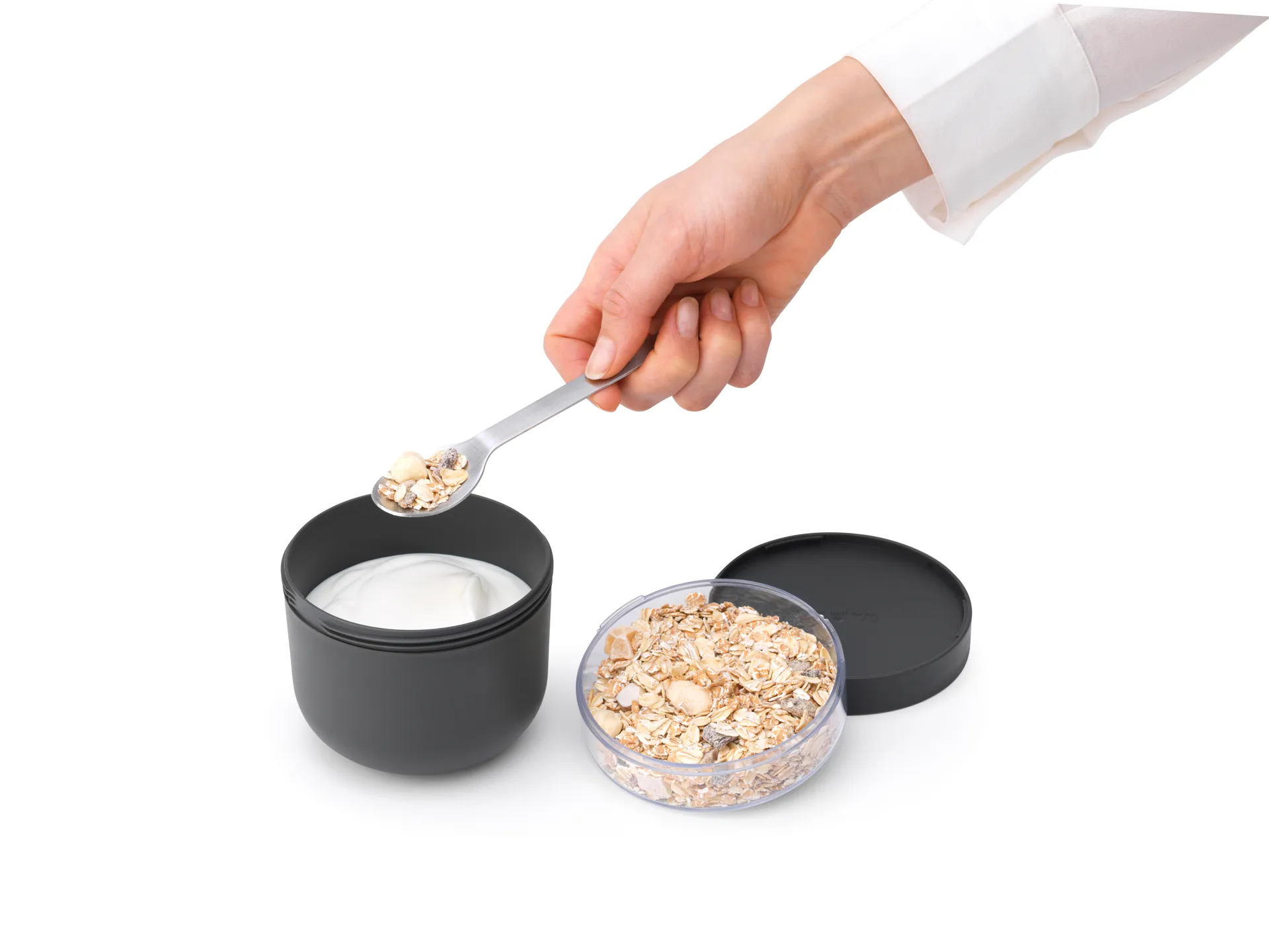 Make & Take -aamiaiskulho 0,5 l, Tummanharmaa Brabantia