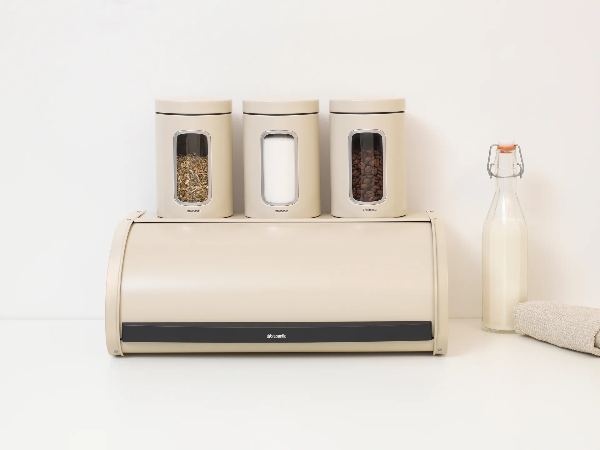 Roll Top leipälaatikko Large, Soft beige Brabantia