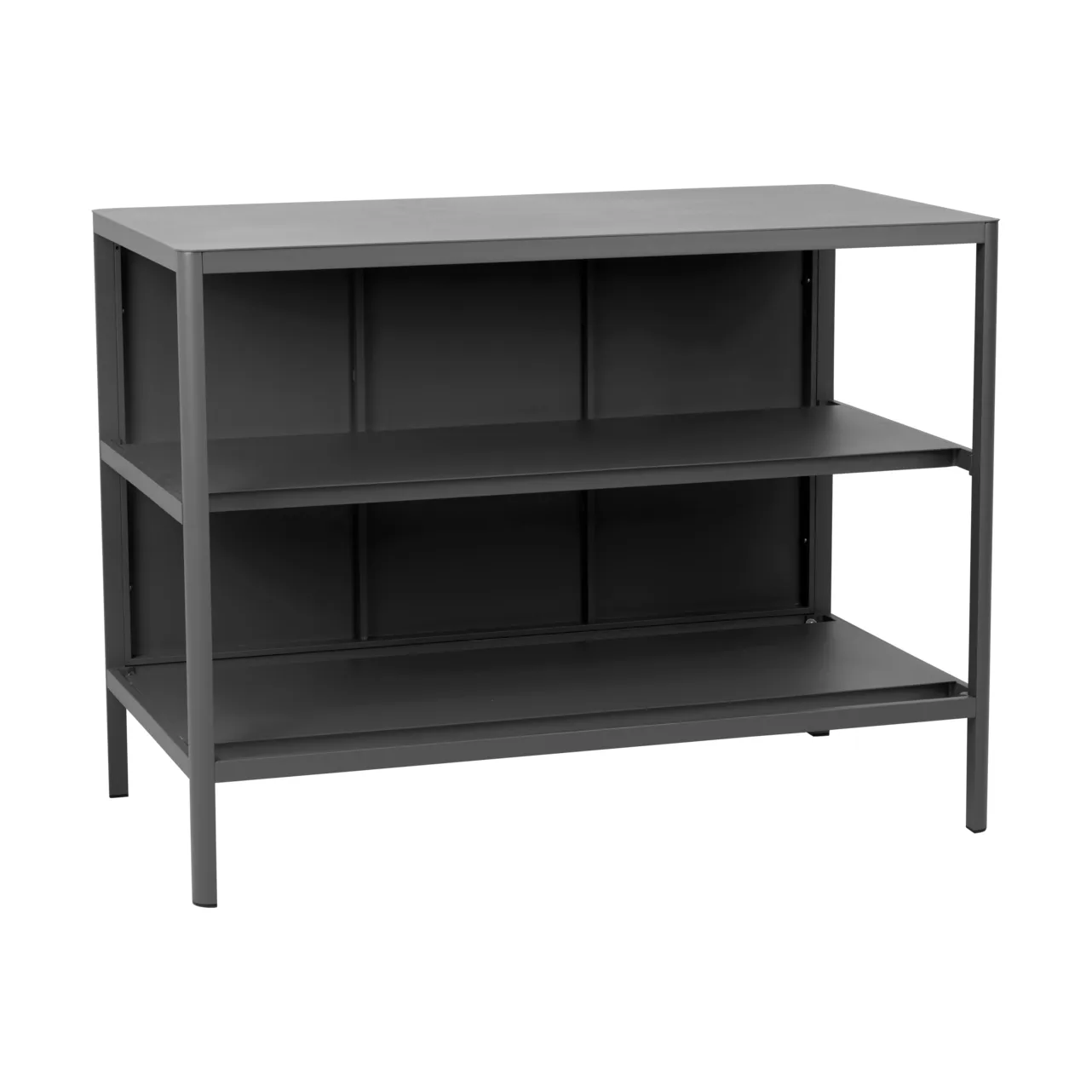 Kelia ulkokeittiön penkki hyllyillä, Antrasiitti, 121x91x64 cm Brafab