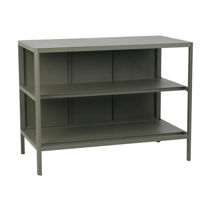 Kelia ulkokeittiön penkki hyllyillä - Nordic green, 121x91x64 cm - Brafab