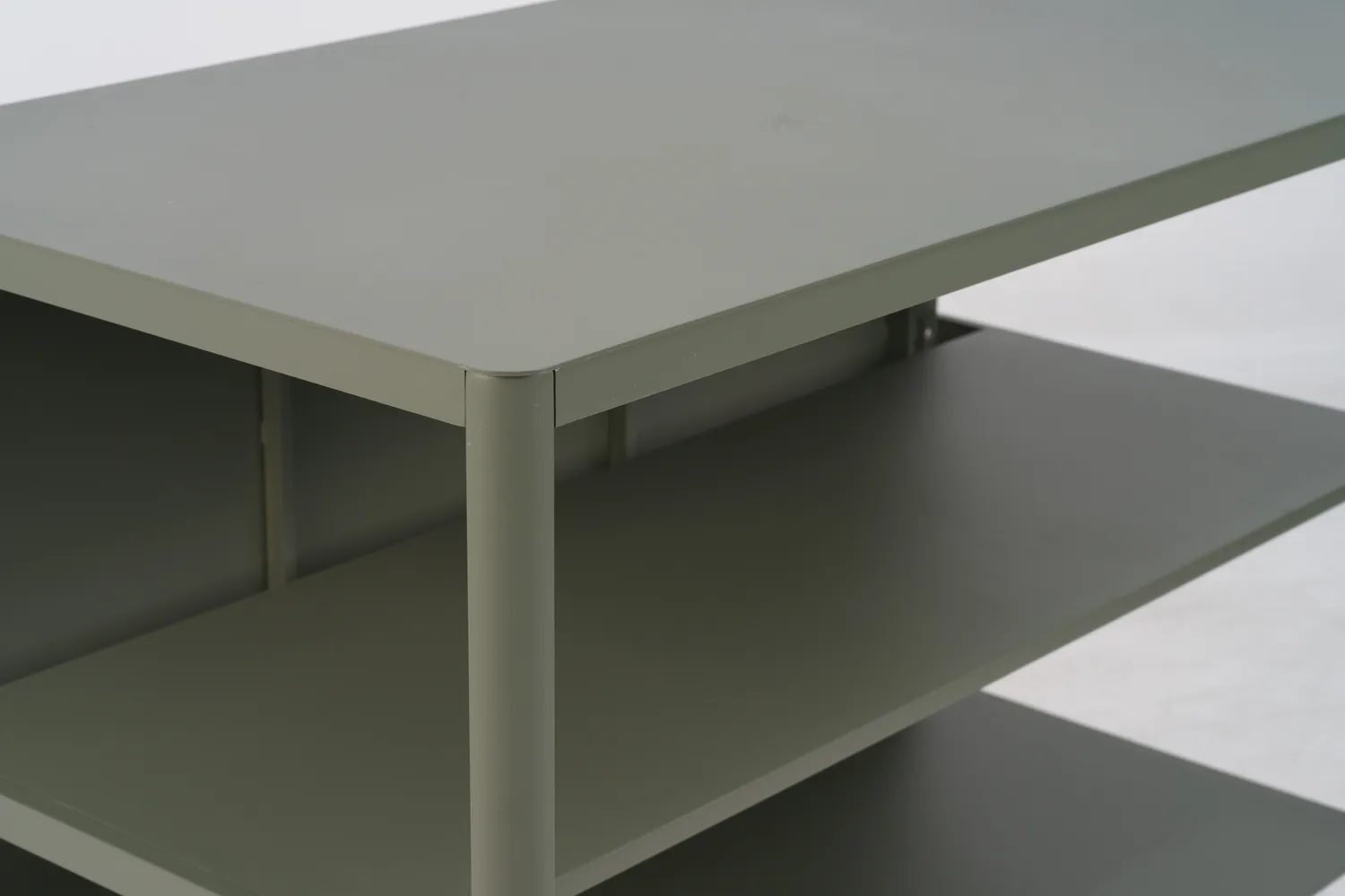 Kelia ulkokeittiön penkki hyllyillä, Nordic green, 121x91x64 cm Brafab