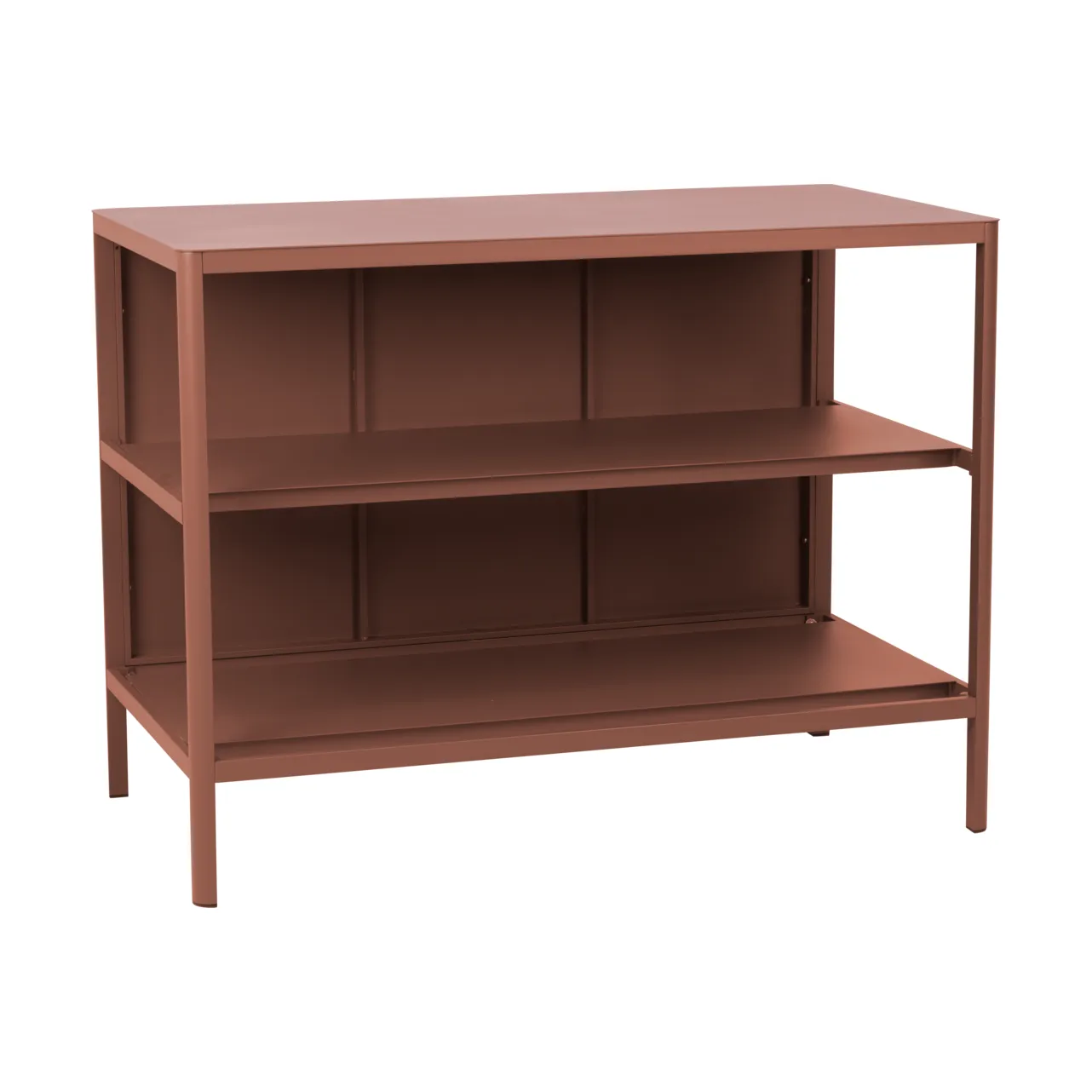 Kelia ulkokeittiön penkki hyllyillä, Zin red, 121x91x64 cm Brafab