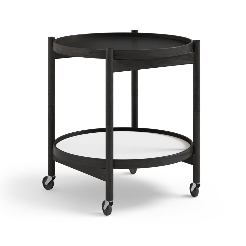 Brdr. Krüger Blling Tray Table model 50 -rullapöytä Base, mustaksi lakattu tammirunko