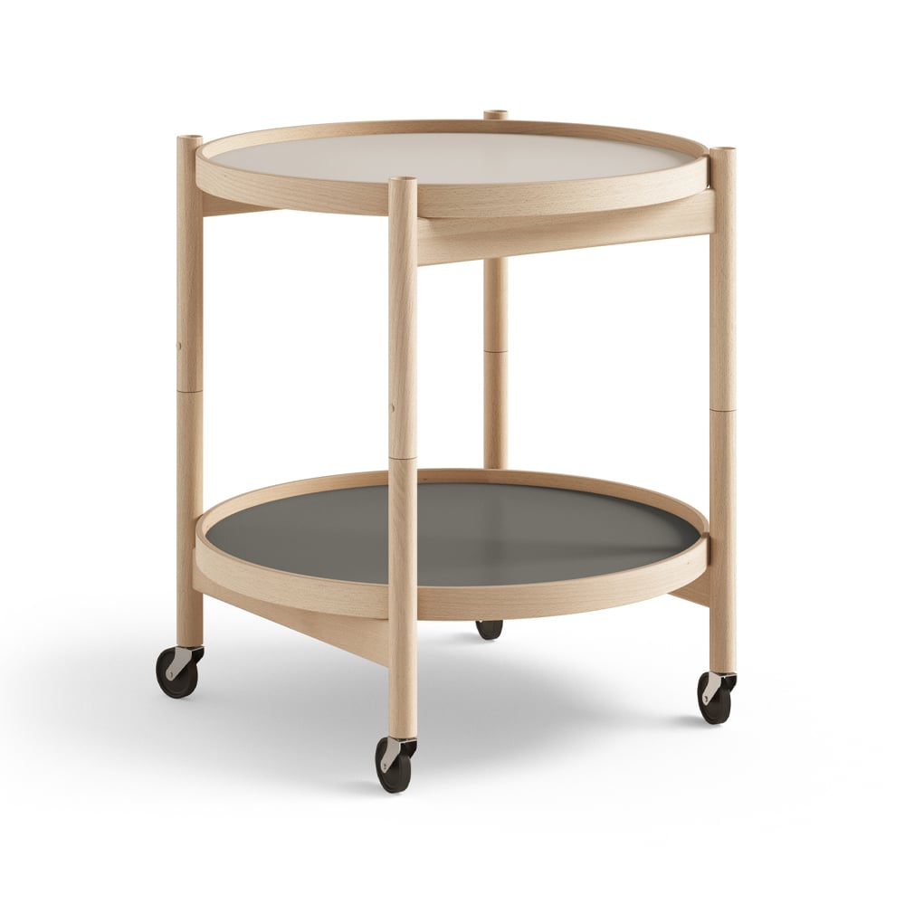 Brdr. Krüger Blling Tray Table model 50 -rullapöytä Stone, öljytty pyökkirunko