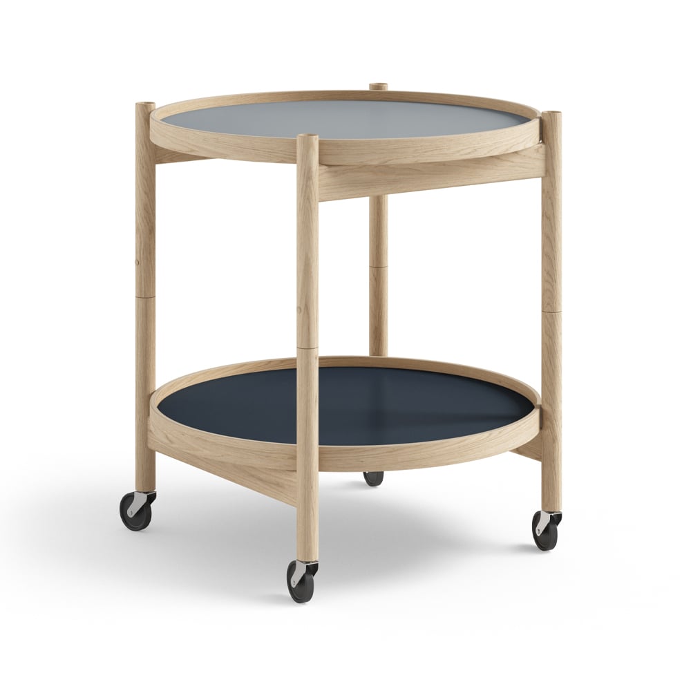 Brdr. Krüger Blling Tray Table model 50 -rullapöytä Water, käsittelemätön tammirunko