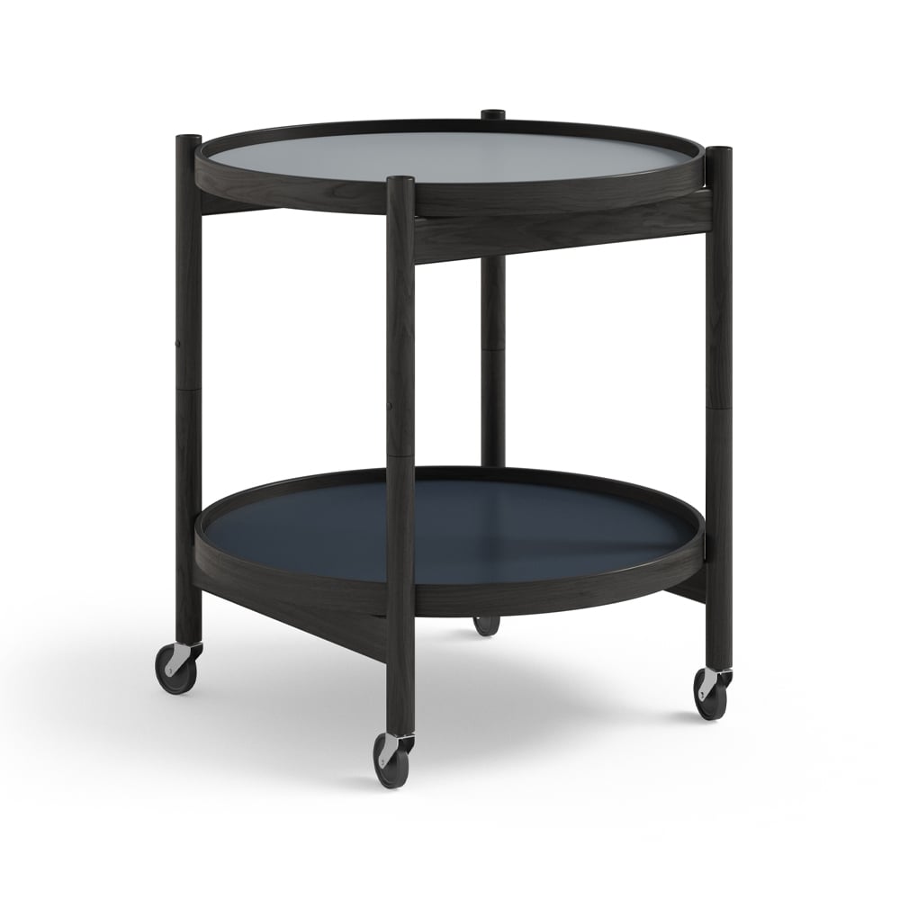 Brdr. Krüger Blling Tray Table model 50 -rullapöytä Water, mustaksi lakattu tammirunko