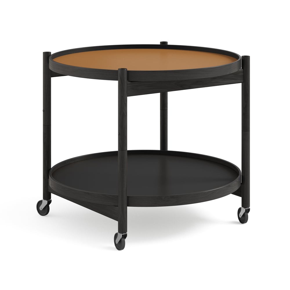 Brdr. Krüger Blling Tray Table model 60 rullapöytä Clay, mustaksi lakattu tammirunko