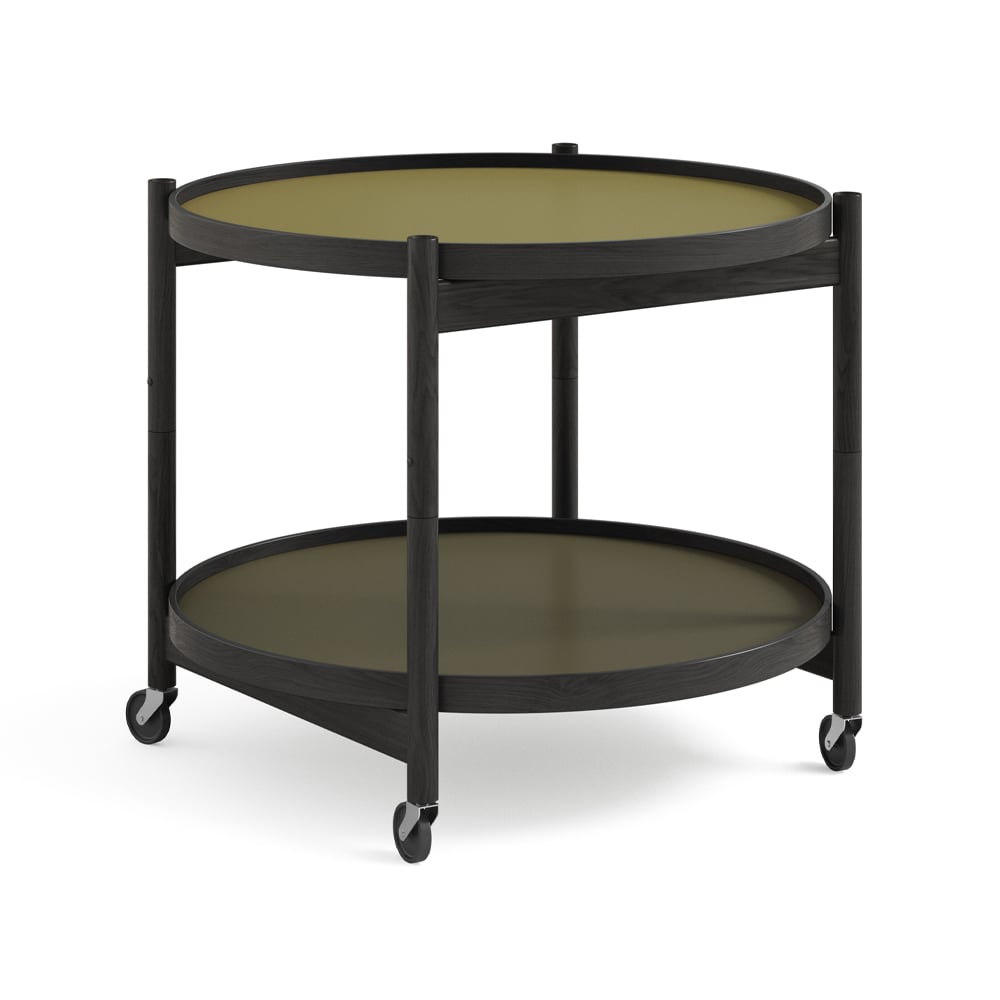 Brdr. Krüger Blling Tray Table model 60 rullapöytä Leaf, mustaksi lakattu tammirunko