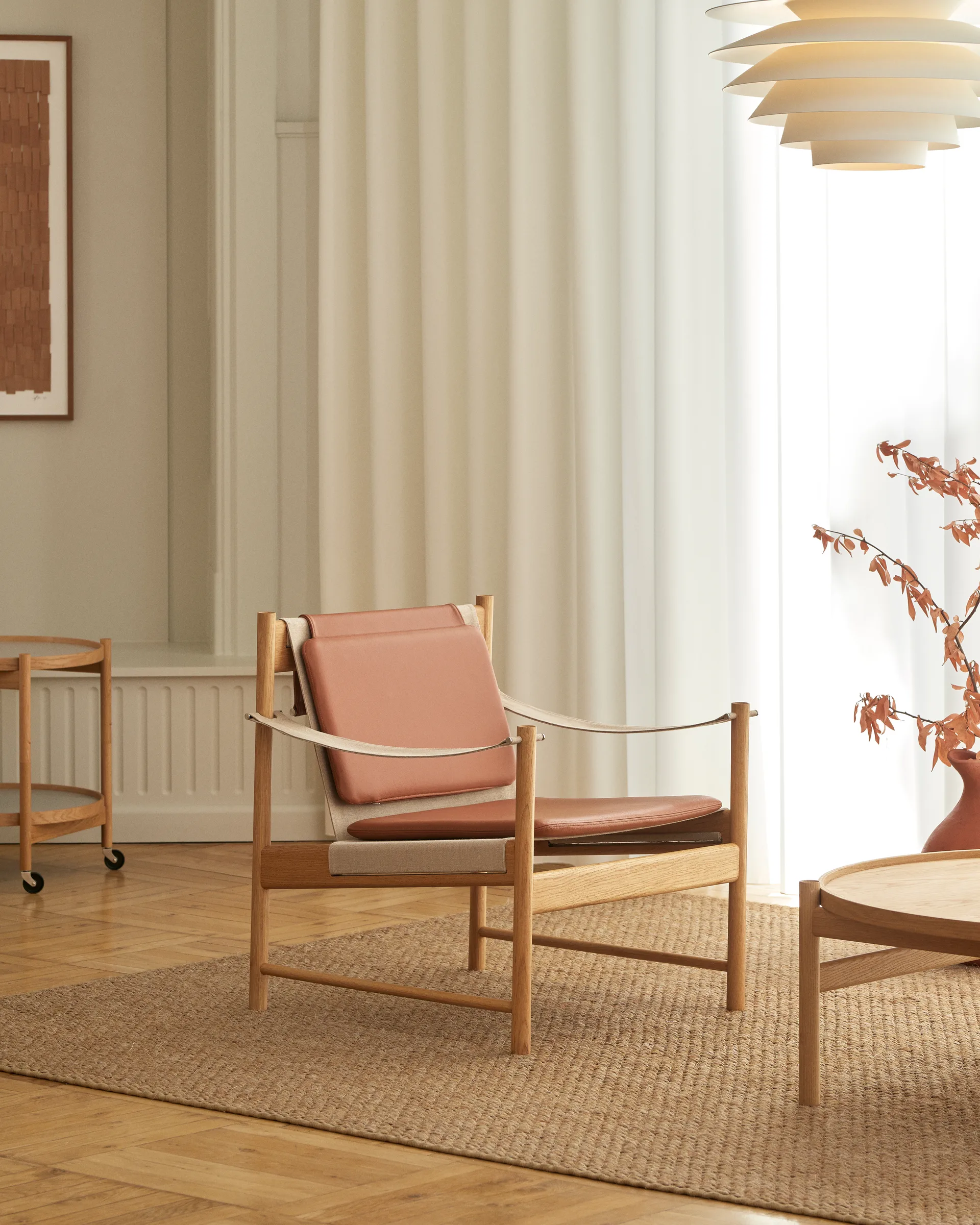 HB loungetuoli, Öljytty tammi-nahka brandy Brdr. Krüger