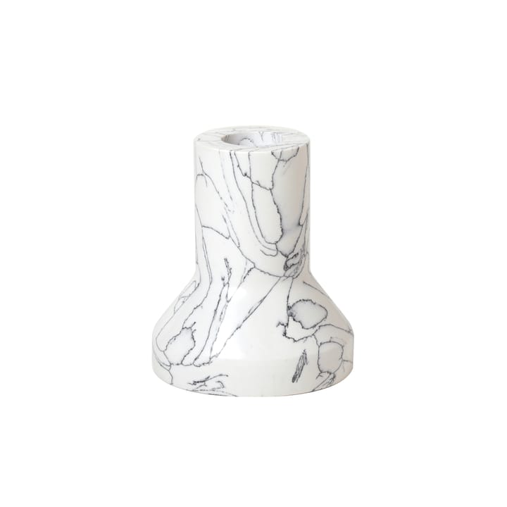 Anna kynttilänjalka marmori matala - Valkoinen-musta - Broste Copenhagen