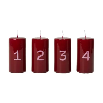 Broste adventtikynttilä - Burgundy-White, 4 kpl - Broste Copenhagen
