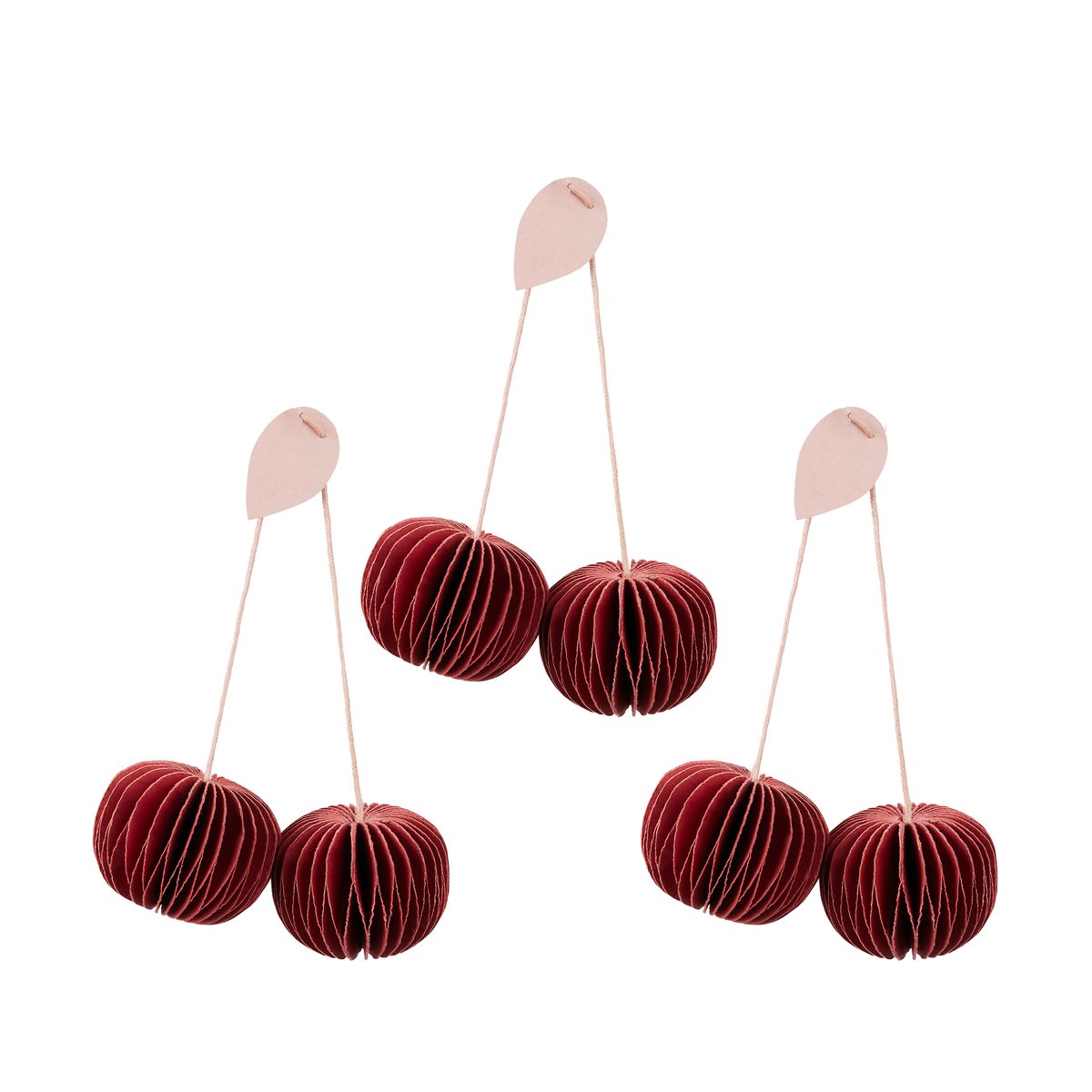 Broste Copenhagen Cherry ripustettava koriste 3 osaa Pompeian red