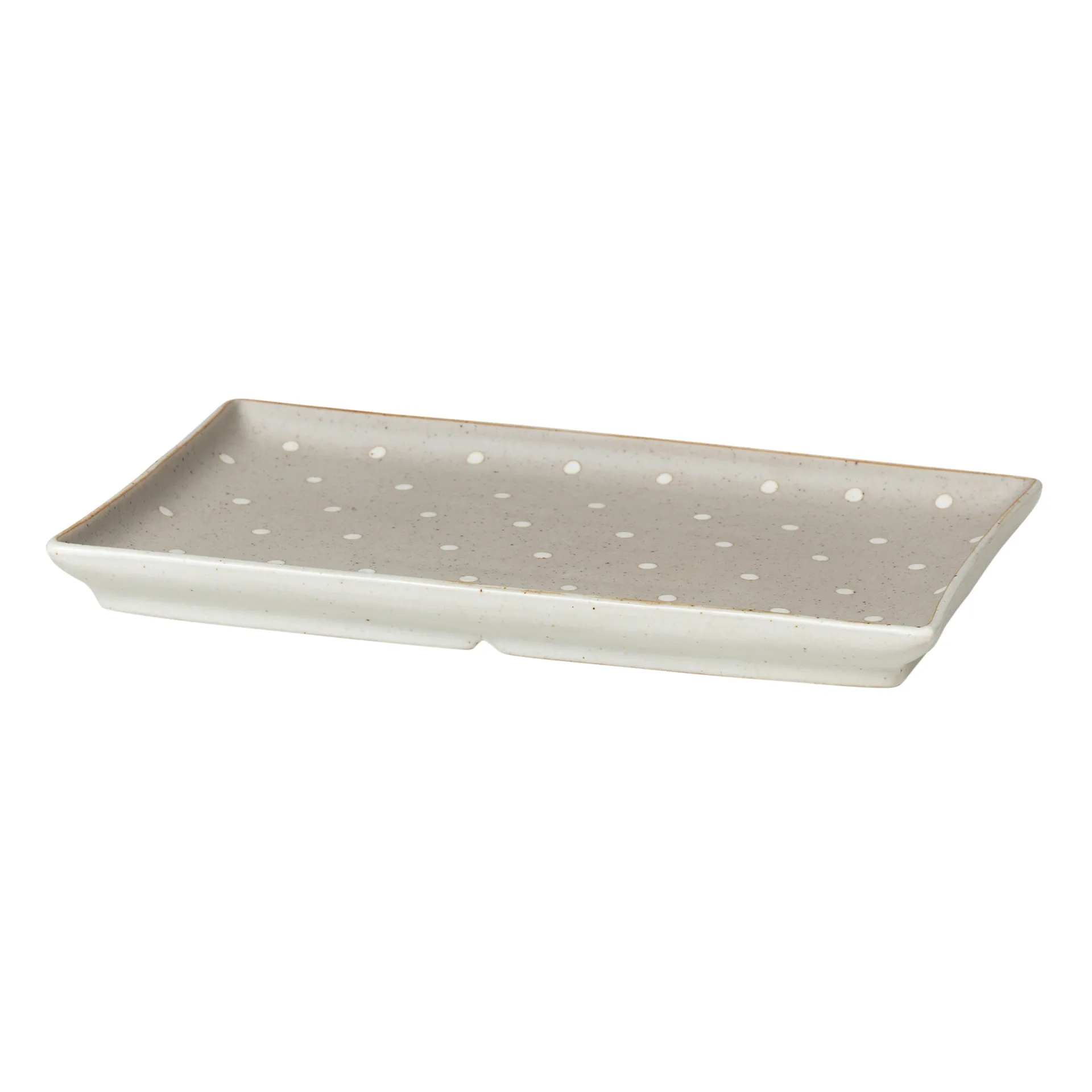 Eli lautanen 17,6x20 cm, Matte soft light grey dots Broste Copenhagen