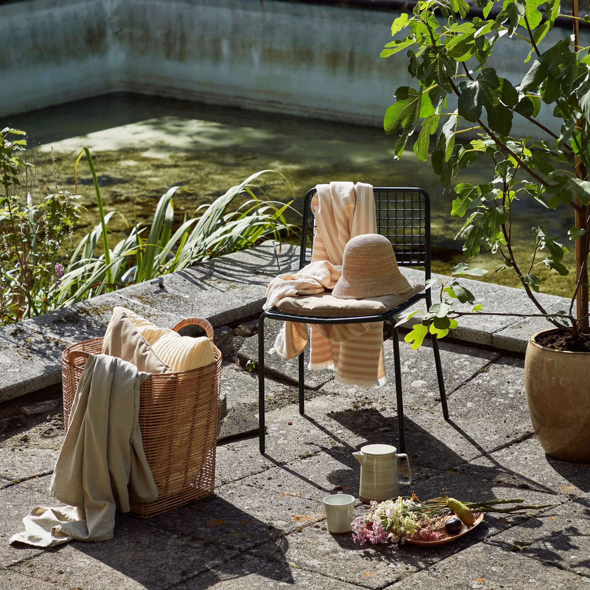 Frankie puuvillahuopa 130x180 cm, Taos taupe beige Broste Copenhagen