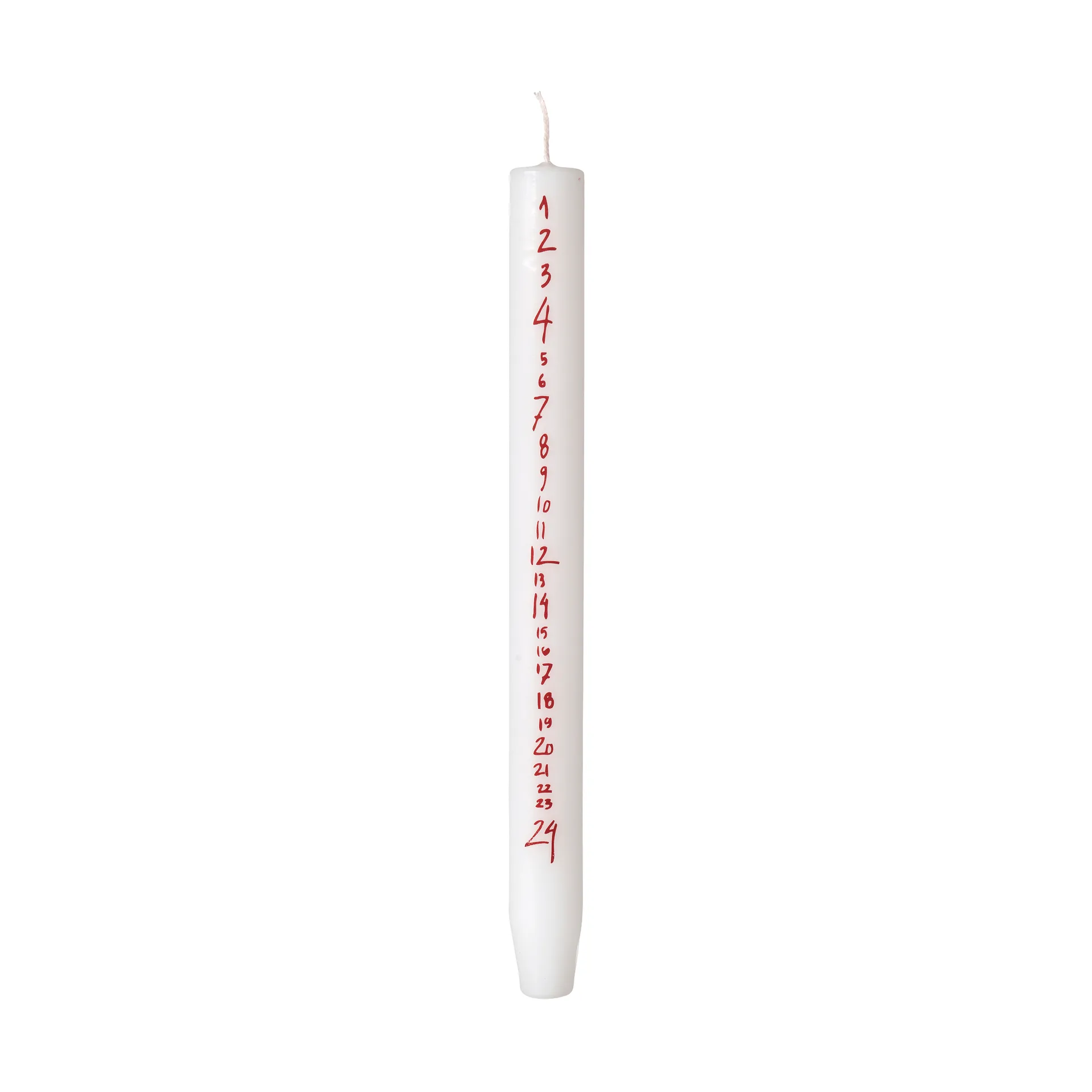 Handwritten kalenterikynttilä, Pure White-Red Broste Copenhagen