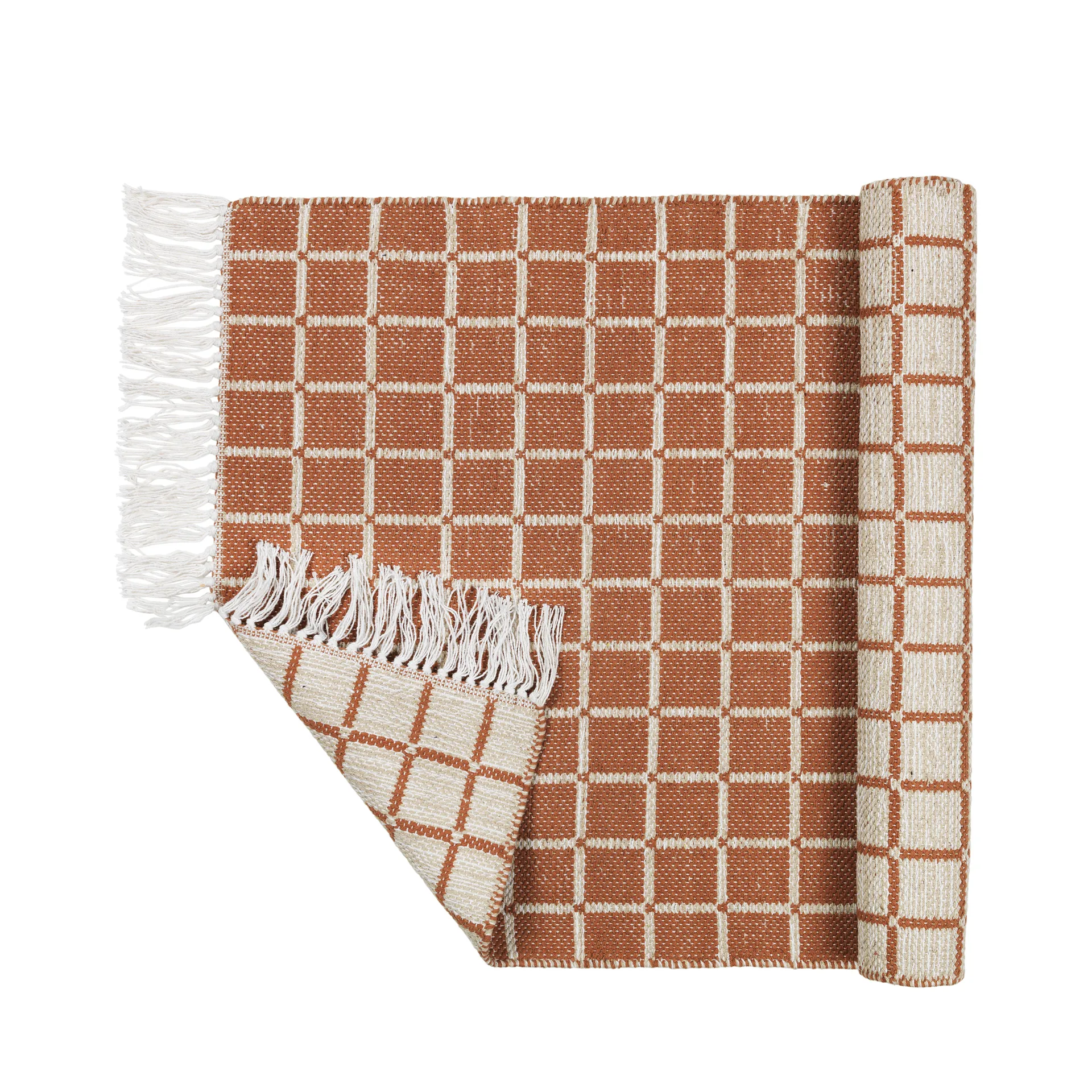 Henny puuvillamatto 70x140 cm, Light grey-rustic brown Broste Copenhagen