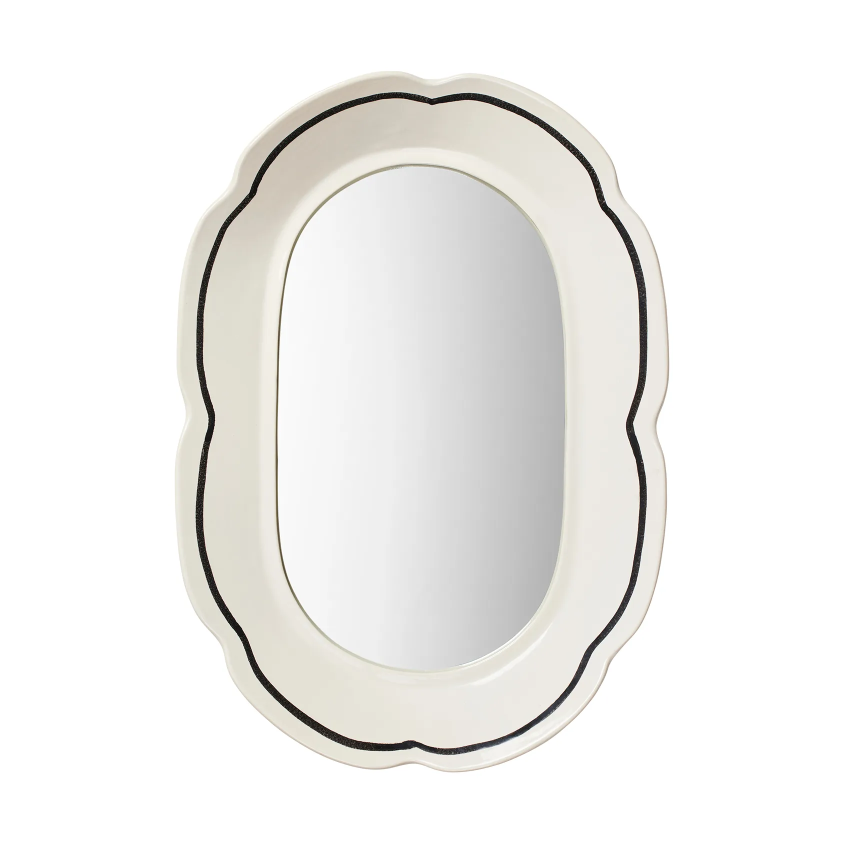 Hilma-peili 30x45 cm, Off white-musta Broste Copenhagen