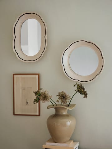 Hilma peili Ø36 cm - Offwhite-musta - Broste Copenhagen