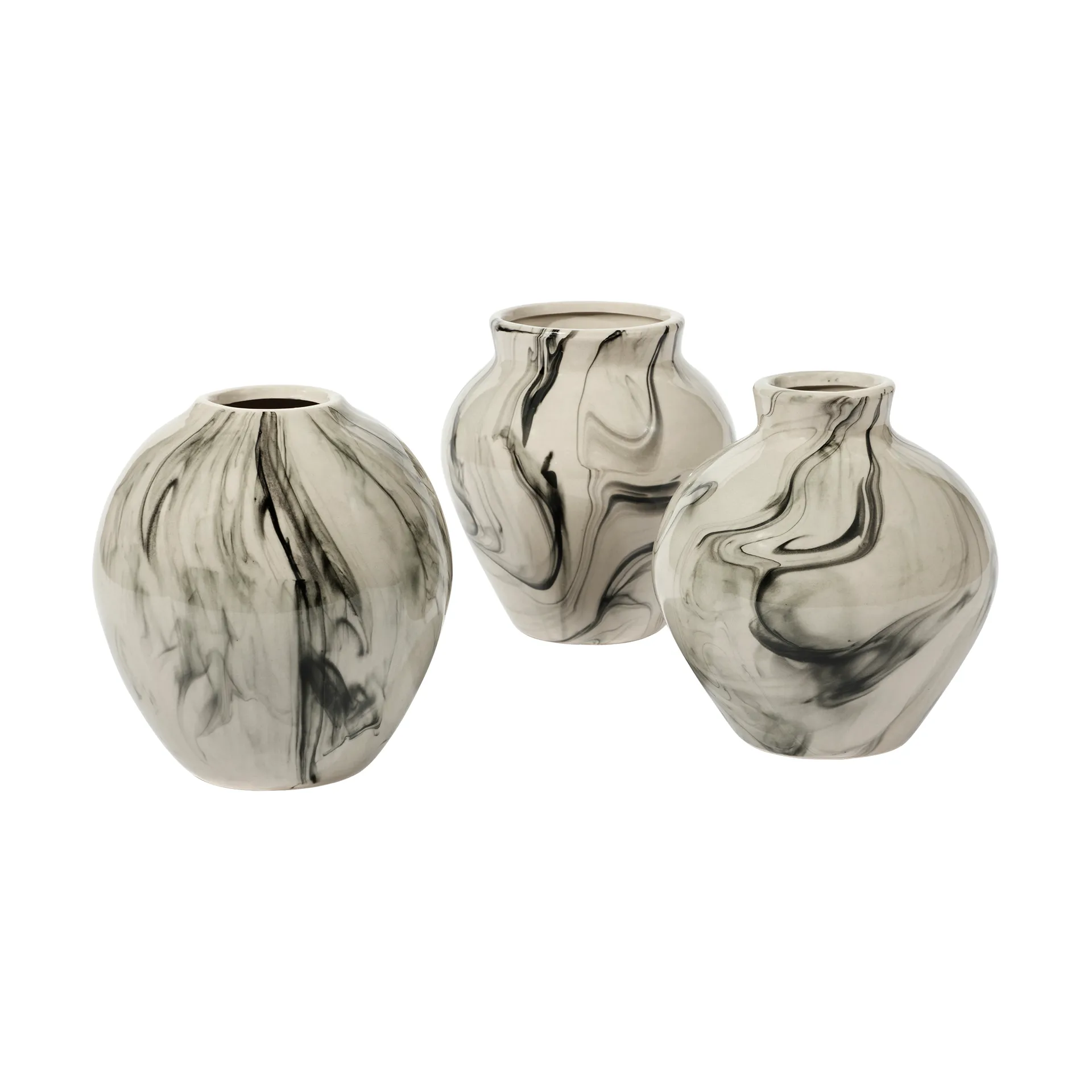 Ingrid keramiikkamaljakko 14,5 cm, 3-pakkaus, Beige-musta Broste Copenhagen