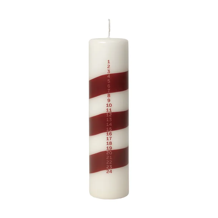 Linea kalenterikynttilä - Off White-Burgundy - Broste Copenhagen